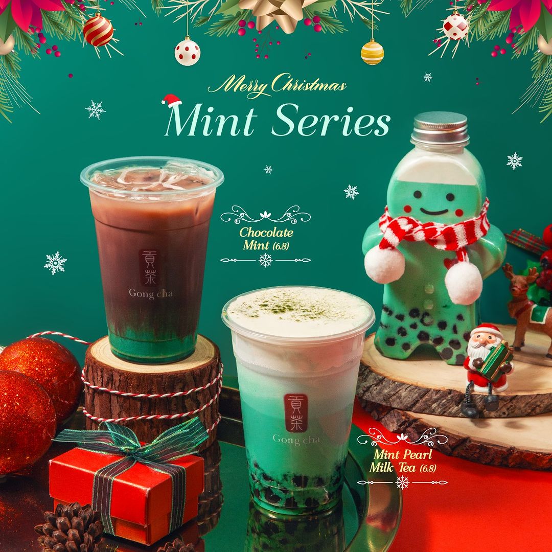 Gong Cha Try Mint Milk Tea in Gingerbread Man bottle Singapore